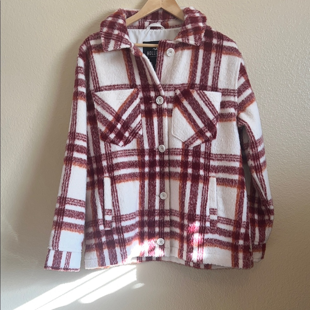 Hollister Women’s Plaid Jacket - Red and White